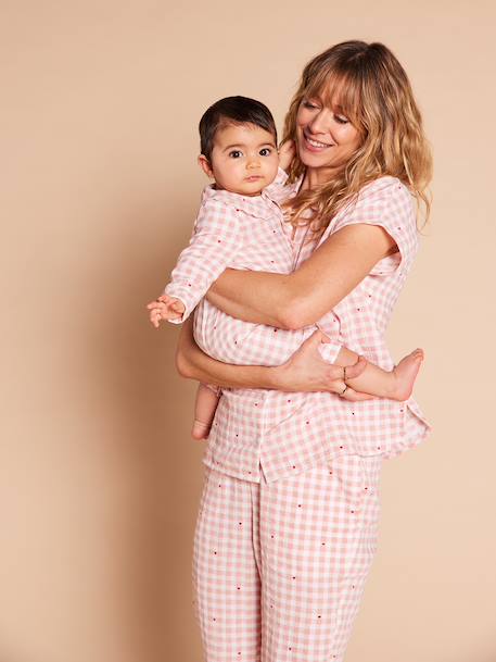 Pyjama vichy femme Capsule mère-fille rose poudré - vertbaudet enfant 