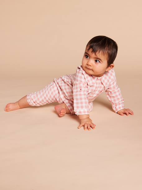 Pyjama bébé col large Capsule mère-fille rose poudré - vertbaudet enfant 