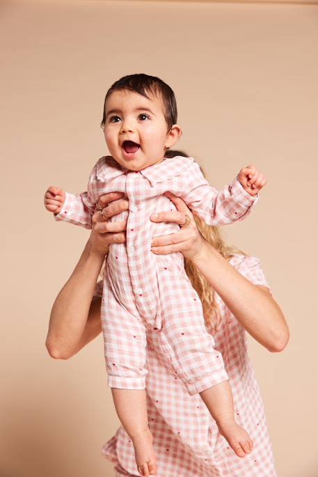 Pyjama bébé col large Capsule mère-fille rose poudré - vertbaudet enfant 