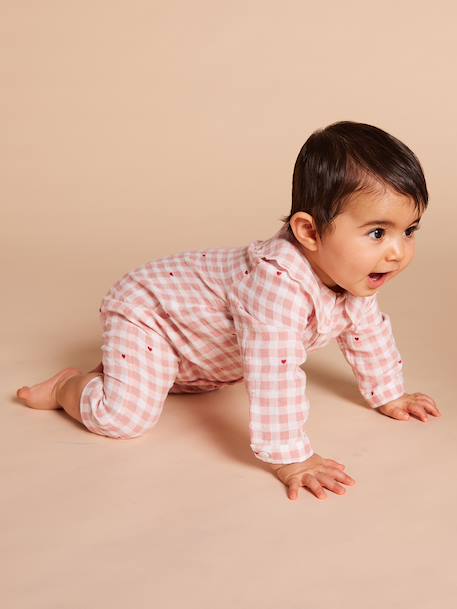 Pyjama bébé col large Capsule mère-fille rose poudré - vertbaudet enfant 
