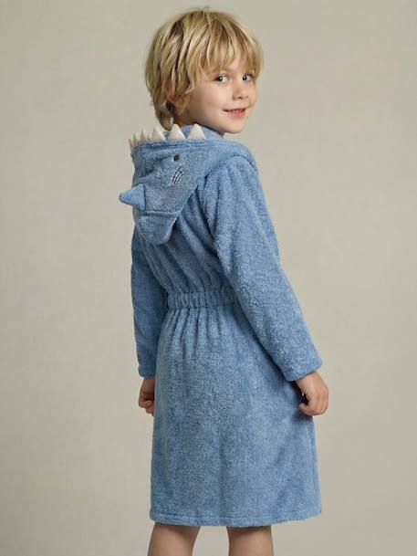 Peignoir enfant REQUIN personnalisable, avec coton recyclé bleu - vertbaudet enfant 