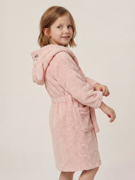 Badjas kind konijn gerecycled katoen personaliseerbaar roze (poederkleur) - vertbaudet enfant 