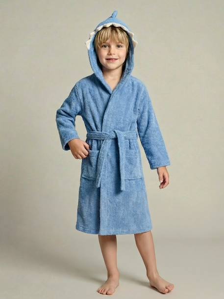 Gepersonaliseerde kinderbadjas REQUIN, met gerecycled katoen blauw - vertbaudet enfant 
