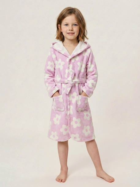 Peignoir de bain enfant MARGUERITE personnalisable, avec coton recyclé mauve - vertbaudet enfant 
