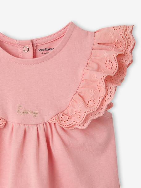 T-shirt broderie anglaise bébé fille écru+rose - vertbaudet enfant 