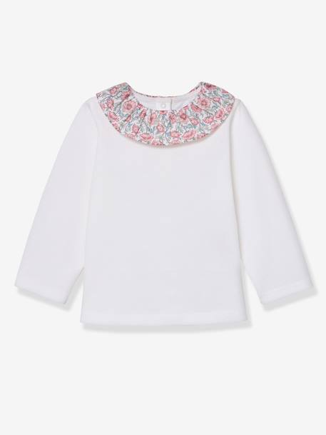 T-shirt met lange mouwen met bloemenprint lichtroze. - vertbaudet enfant 
