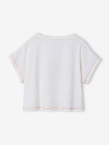 T-shirt met korte mouwen voor meisjes ecru - vertbaudet enfant 