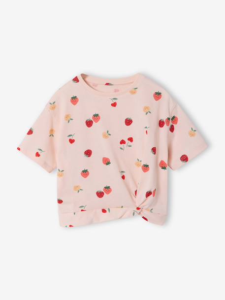 Fille-T-shirt manches courtes tropical à nœud 