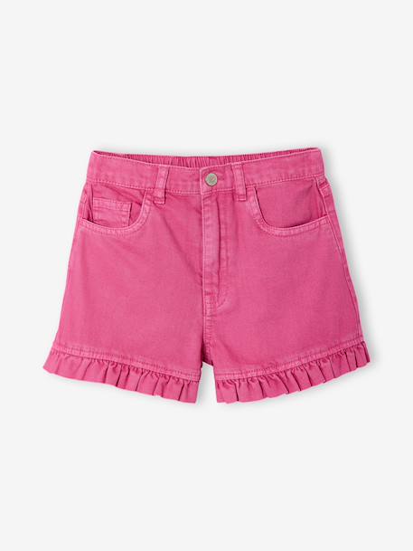 Twill  met ruches voor meisjes pioenroos - vertbaudet enfant 