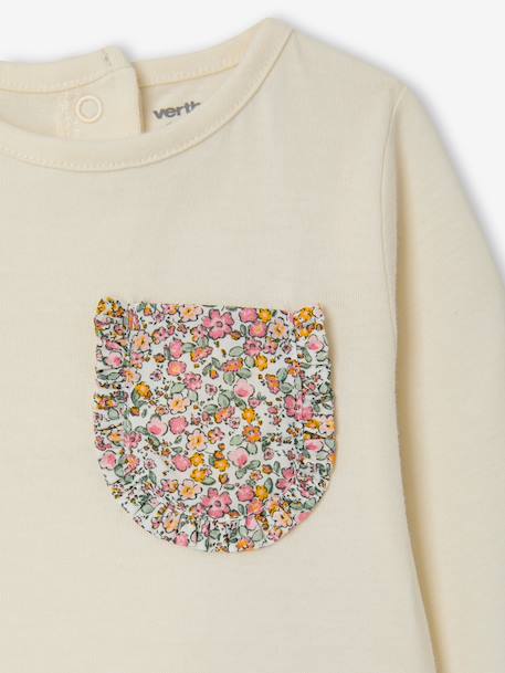 T-shirt met lange mouwen voor babymeisjes ecru - vertbaudet enfant 