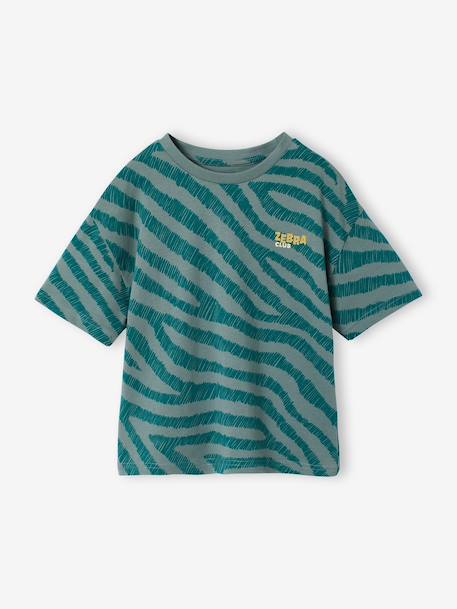 T-shirt zèbre manches courtes garçon bleu pétrole - vertbaudet enfant 