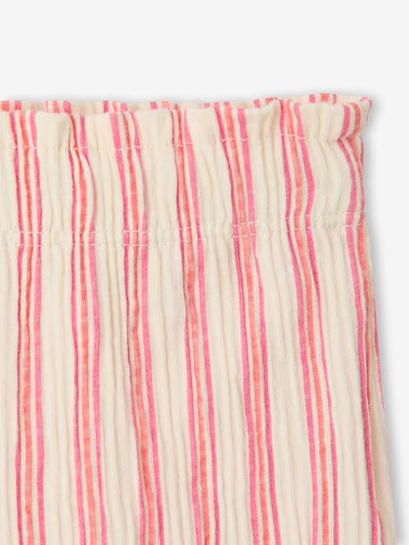 Pantalon large bébé fille jersey moutarde+rayé rose - vertbaudet enfant 