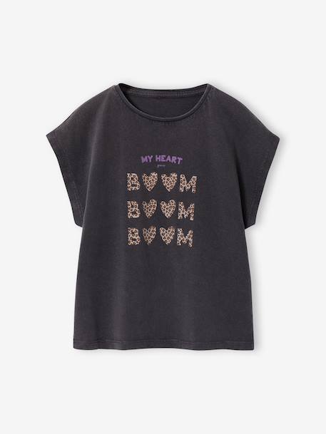 T-shirt met korte mouwen antraciet+ecru+rozen - vertbaudet enfant 