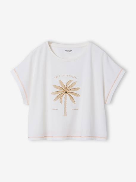 T-shirt manches courtes fille écru - vertbaudet enfant 