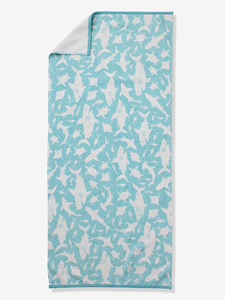 Serviette de bain / plage personnalisable, avec coton recyclé bleu imprimé+mauve+menthe+rayé bleu - vertbaudet enfant 