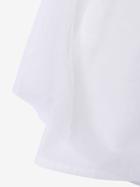 Robe cérémonie fille satin de coton à volants blanc+écru+rose pâle+vert sauge - vertbaudet enfant 