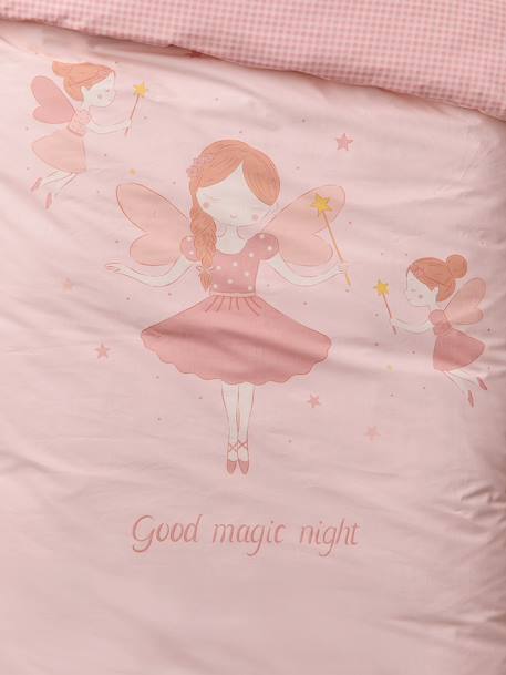 Parure housse de couette et taie d'oreiller rose pâle - vertbaudet enfant 