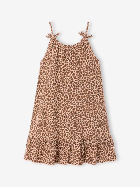Jurk voor meisjes, dunne bretels, jersey beige - vertbaudet enfant 