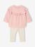 Set sweater met ruche + legging baby ecru+rozen - vertbaudet enfant 