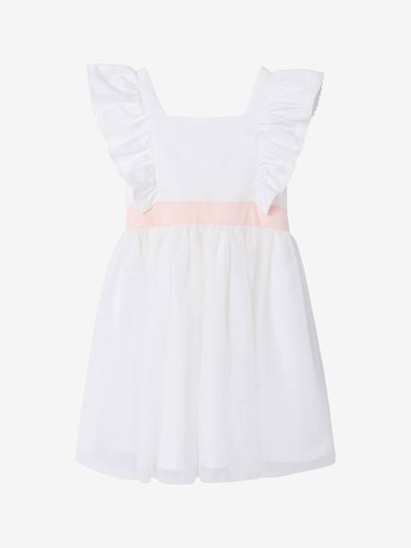 Fille-Robe cérémonie fille satin de coton à volants