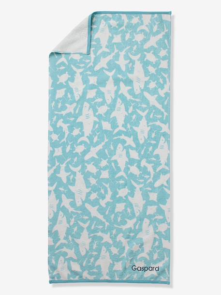 Serviette de bain / plage personnalisable, avec coton recyclé bleu imprimé+mauve+menthe+rayé bleu - vertbaudet enfant 