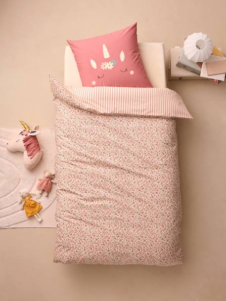 Parure housse de couette et taie d'oreiller corail - vertbaudet enfant 