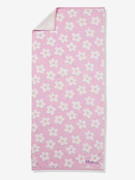 Serviette de bain / plage personnalisable, avec coton recyclé bleu imprimé+mauve+menthe+rayé bleu - vertbaudet enfant 