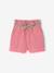 Short bébé fille en gaze de coton ceinture imprimée abricot+écru+rose bonbon - vertbaudet enfant 