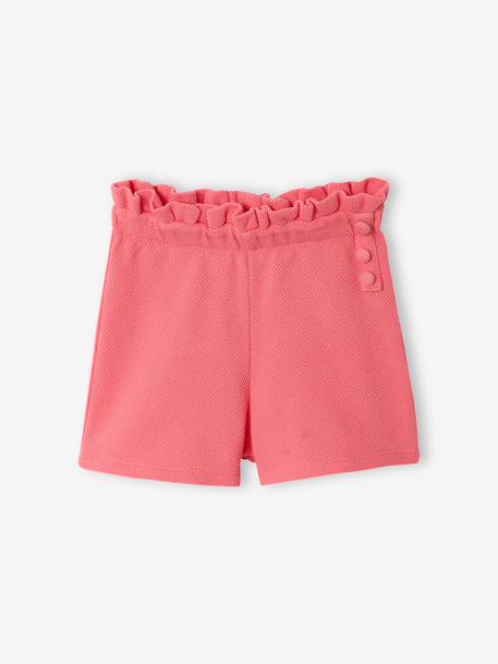 Ensemble fille t-shirt short en maille fantaisie écru+rose - vertbaudet enfant 
