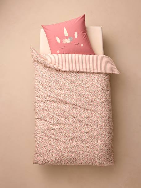 Parure housse de couette et taie d'oreiller corail - vertbaudet enfant 