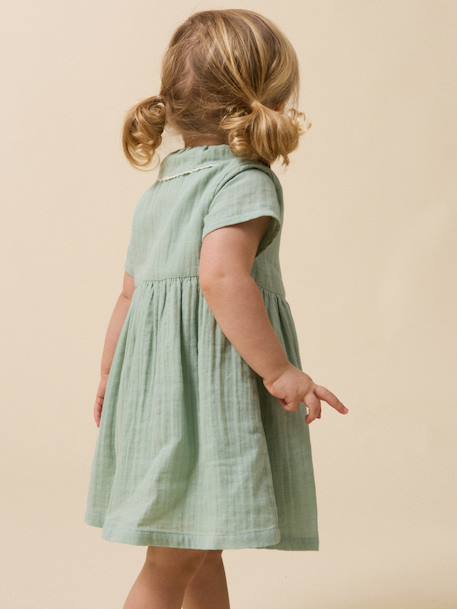 Robe courte gaze de coton vert sauge - vertbaudet enfant 