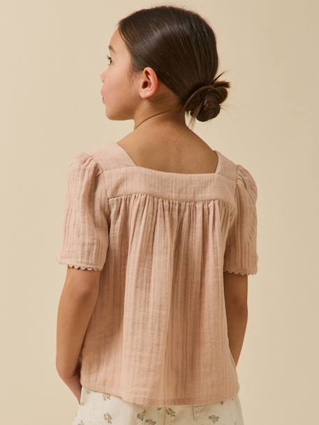 Blouse gaze coton bio rose pâle - vertbaudet enfant 