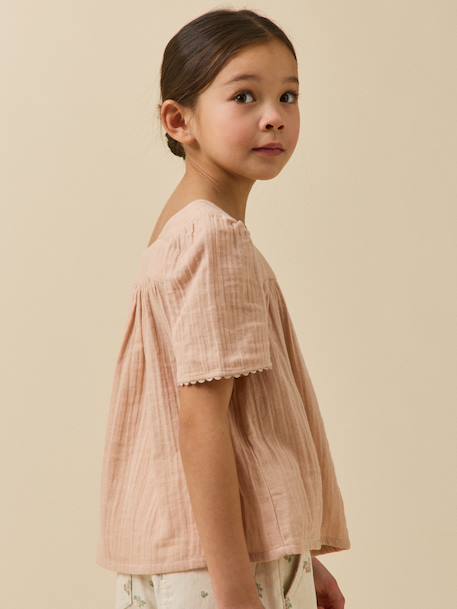 Blouse gaze coton bio rose pâle - vertbaudet enfant 