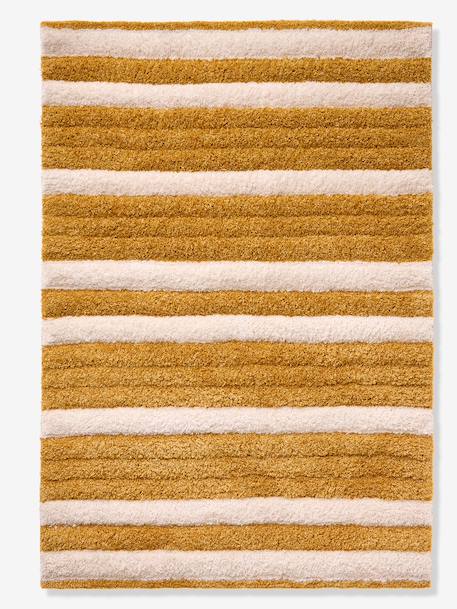 Gestreept rechthoekig tapijt van microvezel beige, gestreept - vertbaudet enfant 