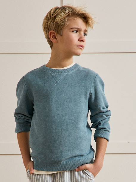 Pull sweat garçon doux bleu ardoise - vertbaudet enfant 