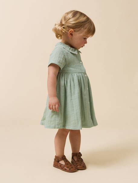 Robe courte gaze de coton vert sauge - vertbaudet enfant 