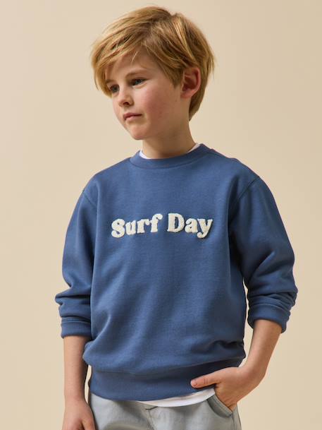 Sweat message coton bio bleu jean - vertbaudet enfant 