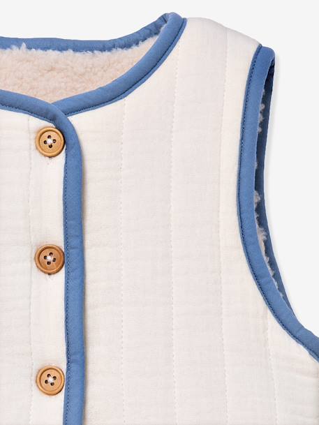 Mouwloze sherpa gilet voor baby's ecru - vertbaudet enfant 