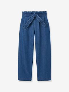 -Pantalon ceinture denim
