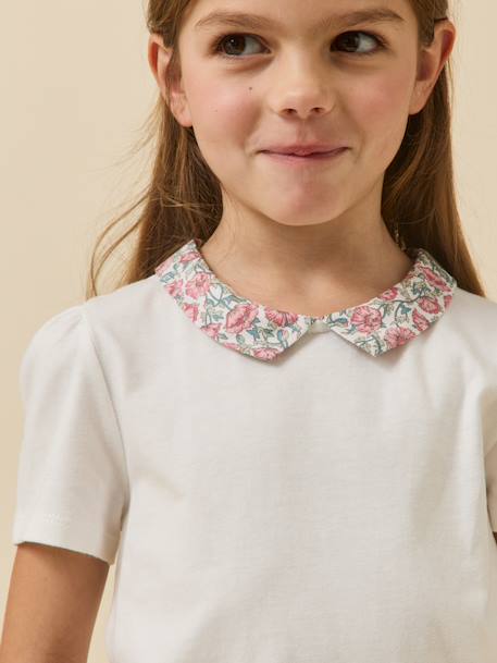 Tee shirt col habillé coton bio rose clair - vertbaudet enfant 