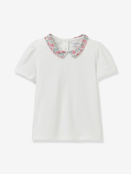 T-shirt met geklede kraag van biologisch katoen lichtroze. - vertbaudet enfant 