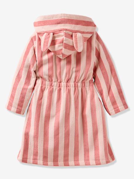 Peignoir enfant rayé lapin personnalisable, avec coton recyclé rayé rose - vertbaudet enfant 