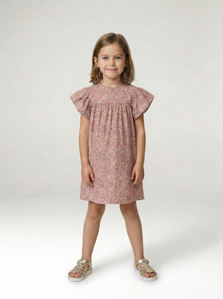 Fille-Robe fille en gaze de coton imprimée