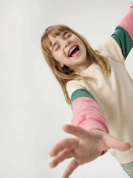 Sweat sport fille écru - vertbaudet enfant 
