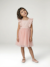 Robe cérémonie fille satin de coton à volants blanc+écru+rose pâle+vert sauge - vertbaudet enfant 