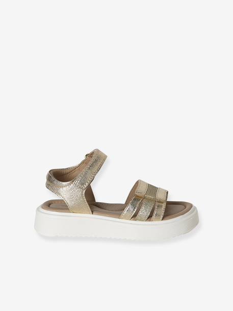 Sandales enfant fille cuir scratch or - vertbaudet enfant 