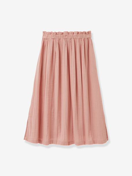 Jupe longue gaze de coton bio rose pâle - vertbaudet enfant 
