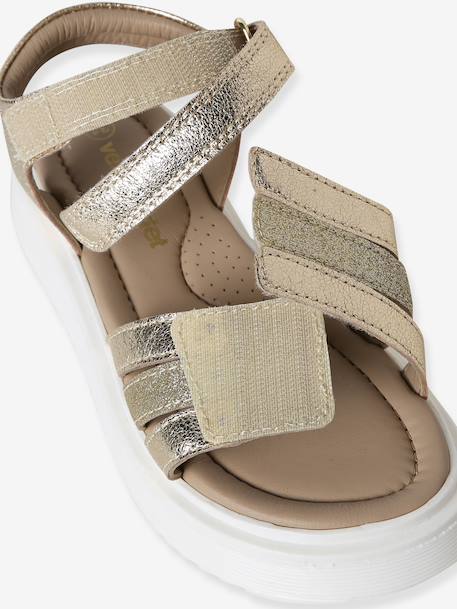 Sandales enfant fille cuir scratch or - vertbaudet enfant 
