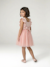 Robe cérémonie fille satin de coton à volants blanc+écru+rose pâle+vert sauge - vertbaudet enfant 
