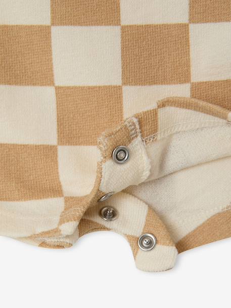 Salopette courte bébé molleton imprimé carreaux beige - vertbaudet enfant 